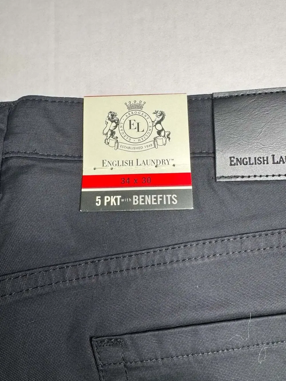English Laundry 5 Pocket Pants Size 34x30 Charcoal Grey New with Tags